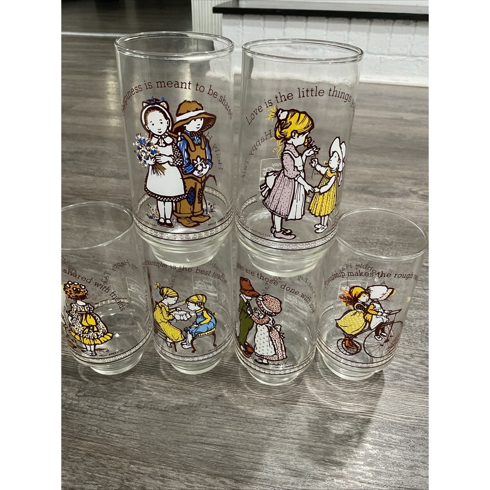 6-Holly Hobbie Happy Talk Coca-Cola  Drinking Glass Vintage American Greetings